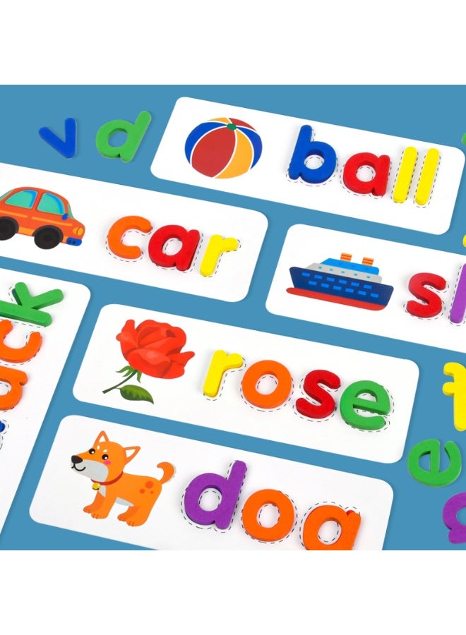 كابسترو لعبة تهجئة الكلمات الأبجدية الخشبية من كابسترو للأطفال - مجموعة بطاقات مطابقة الحروف وبناء الكلمات | لعبة تعليمية للقراءة المبكرة والصوتيات والتعلم المعرفي لأطفال ما قبل المدرسة - Image 4